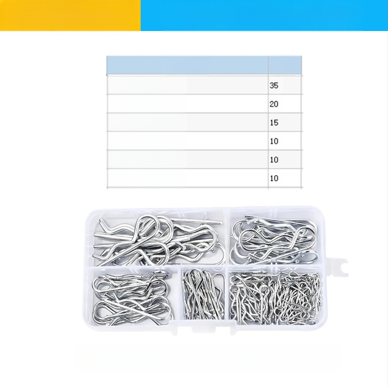 R formos kaištis su dvigubais žiedais, dėžutėje 100 vnt., Blue Fox ženklas, standarto numeris YJT 19099, paviršiaus apdorojimas: Nėra