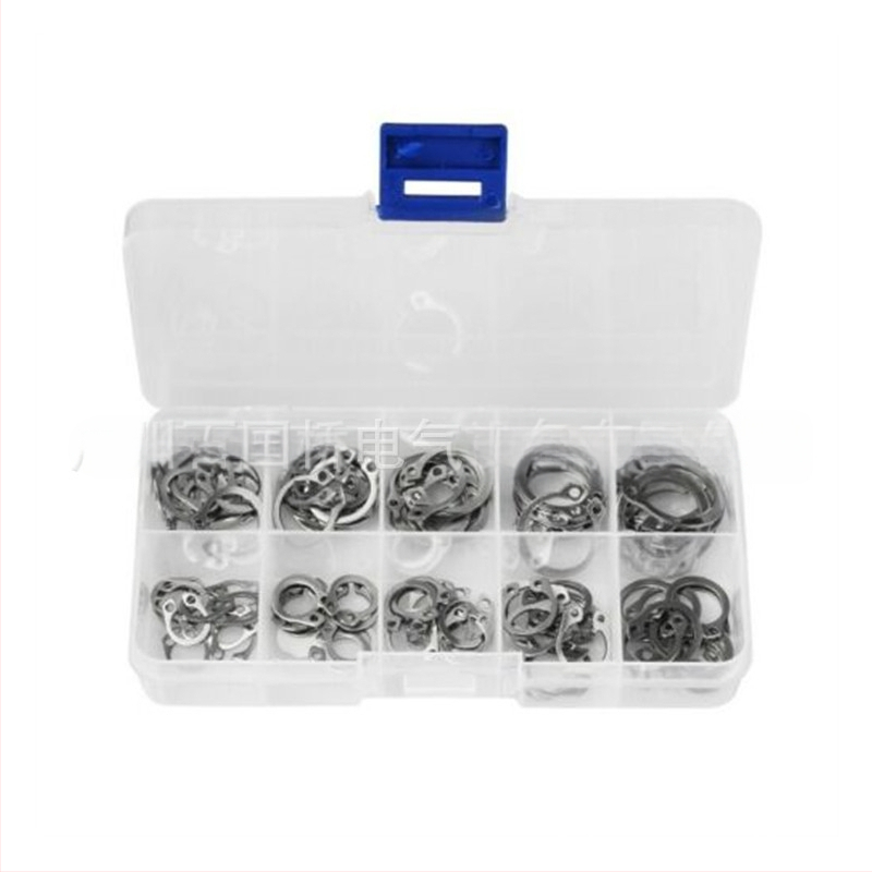 304 nerūdijančio plieno C tipo žiedinis circlipas ašiai, krimpavimo montavimui, modelis 000842, elektrinėms taikymo sritims