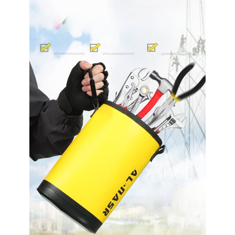 Įrankių krepšys darbui aukštyje – atsparus vandeniui, tinkamas elektrikų priežiūrai ir sodininkystei, su juosmens diržu ir pakabinimo skyriais