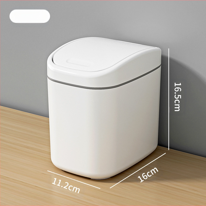 Koš za papir na stol s poklopcem koji se ljulja, plastični, cilindričnog oblika, kapacitet ispod 4 L