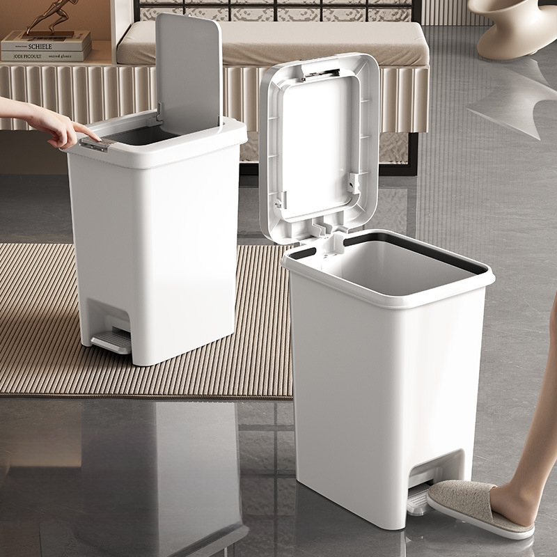 Kanta za smeće s poklopcem, otvaranje pedalom, dugi cilindrični oblik, plastika, 10 L