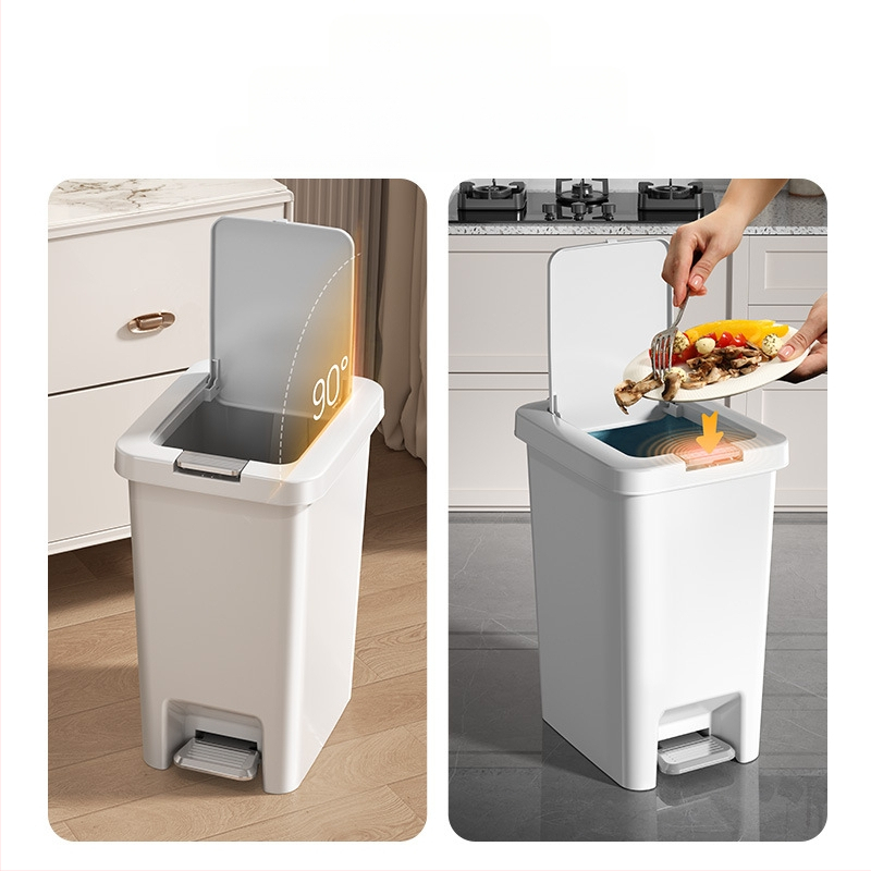 Kanta za smeće s poklopcem, otvaranje pedalom, dugi cilindrični oblik, plastika, 10 L