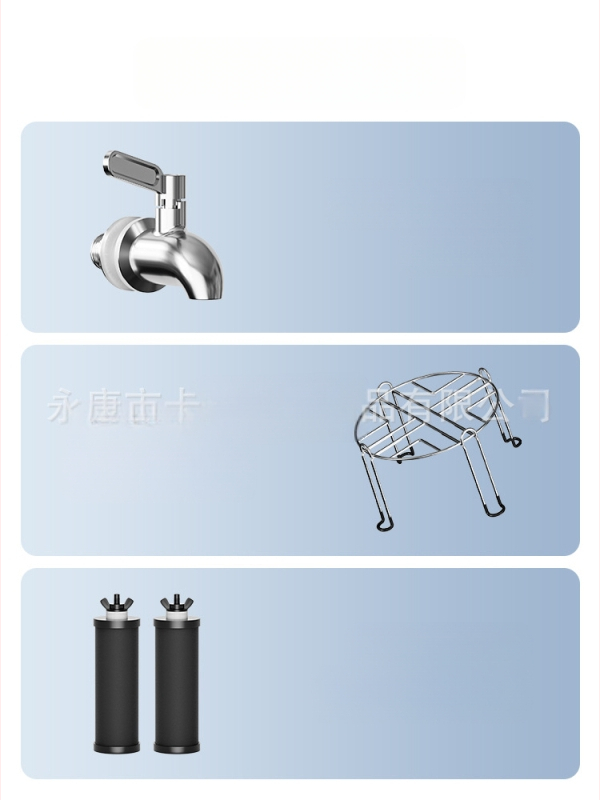 Stalo gravitacijos vandens valymo sistema, nerūdijančio plieno, nešiojama (modelis k8626, 3 kg, tinkama 3–5 asmenims)