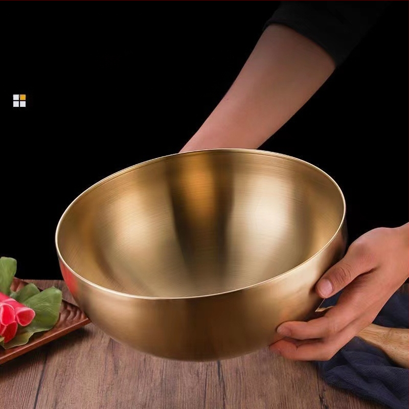 Apskritas 201 nerūdijančio plieno dubuo makaronams, ryžiams ir salotoms; mikrobangų krosnelė tinkama; logotipo spausdinimas įmanomas; pritaikoma.