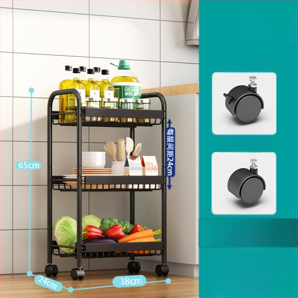 Virtuvės tarpo laikiklis – daugiafunkcinis, mobilus, be montavimo – anglies plienas, mikrobangų krosnelės lentyna, vaisiams ir daržovėms