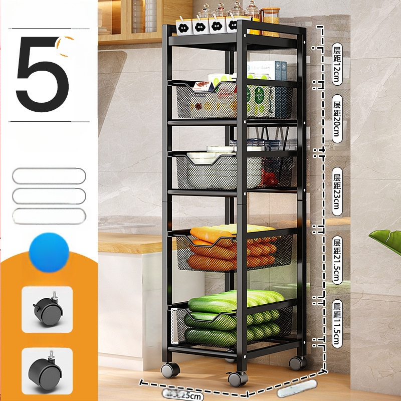 Virtuvės tarpo laikiklis – daugiafunkcinis, mobilus, be montavimo – anglies plienas, mikrobangų krosnelės lentyna, vaisiams ir daržovėms