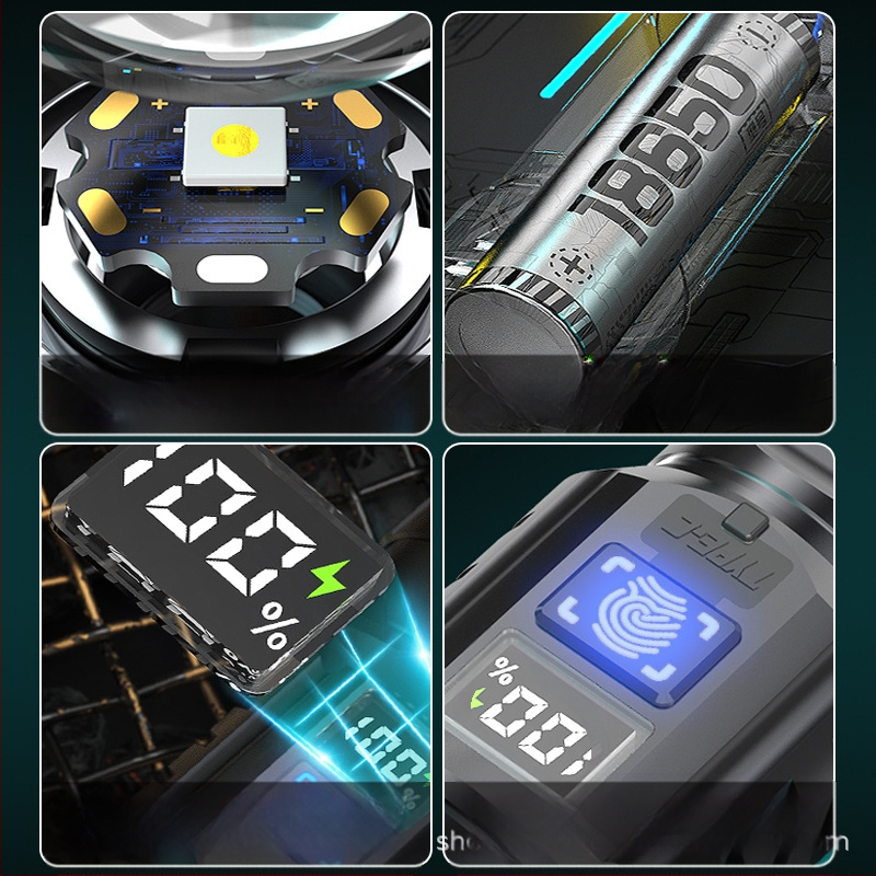 Sumeipu P900 LED rankinis žibintuvas su priartinimu ilgam nuotoliui, įkraunama 18650 baterija, IPX4