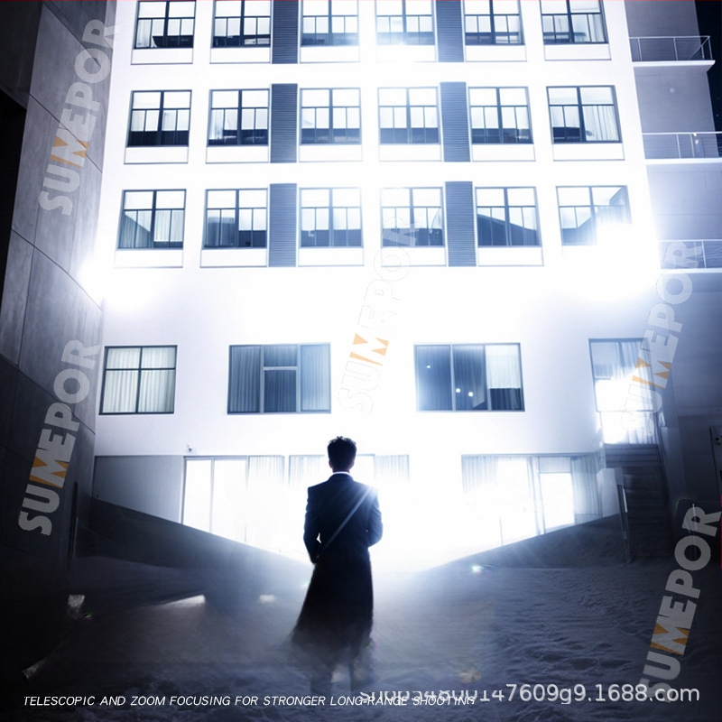 Sumeipu P900 LED rankinis žibintuvas su priartinimu ilgam nuotoliui, įkraunama 18650 baterija, IPX4