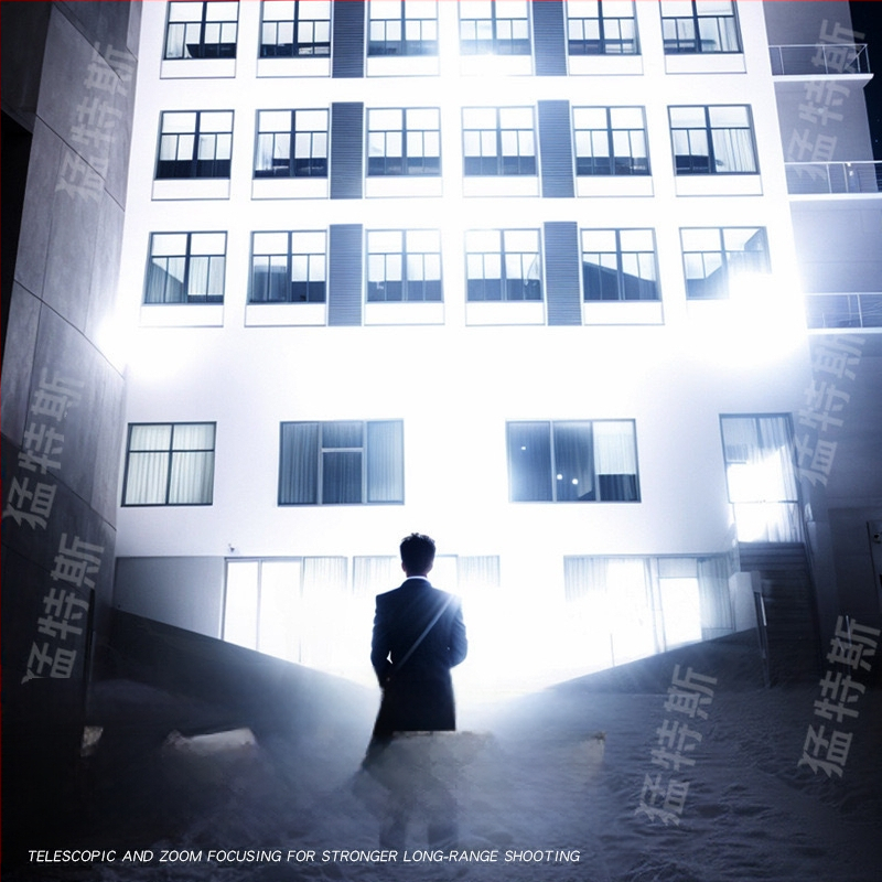 Nešiojamas LED žibintas įkraunamas — išskirtinis lauko naudojimui, 18650 akumuliatorius, 35W galia, optinis priartinimas, didžiausias nuotolis 100-200 m, 360° pasukimas