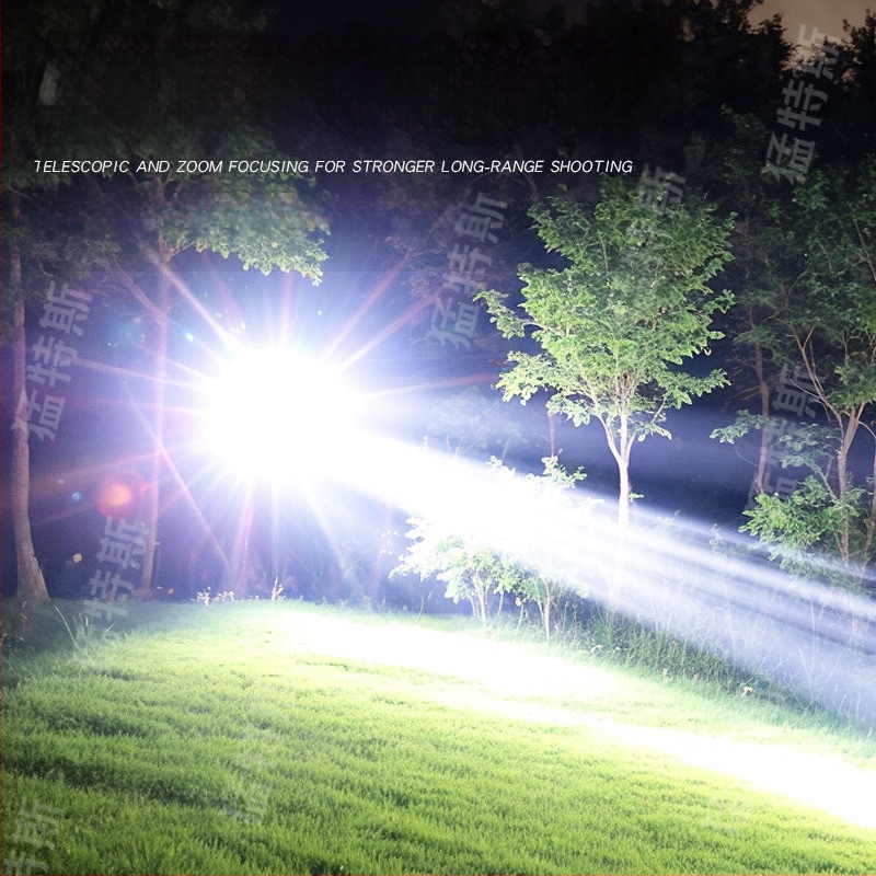 Nešiojamas LED žibintas įkraunamas — išskirtinis lauko naudojimui, 18650 akumuliatorius, 35W galia, optinis priartinimas, didžiausias nuotolis 100-200 m, 360° pasukimas