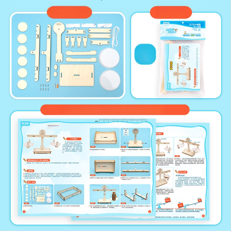 Drvena DIY vaga za djecu – edukativna STEM igračka iz fizike za uzrast 7–14 godina