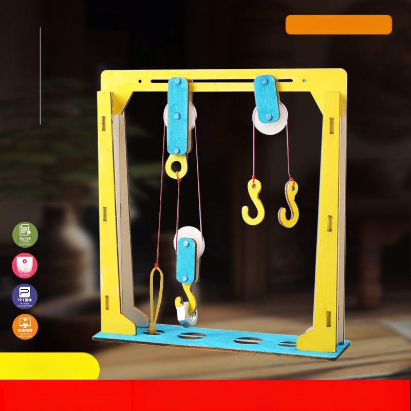 DIY Set cu Roți din Lemn pentru Fizică – Jucărie educațională STEM pentru 7–14 ani, Manual, Fără electricitate