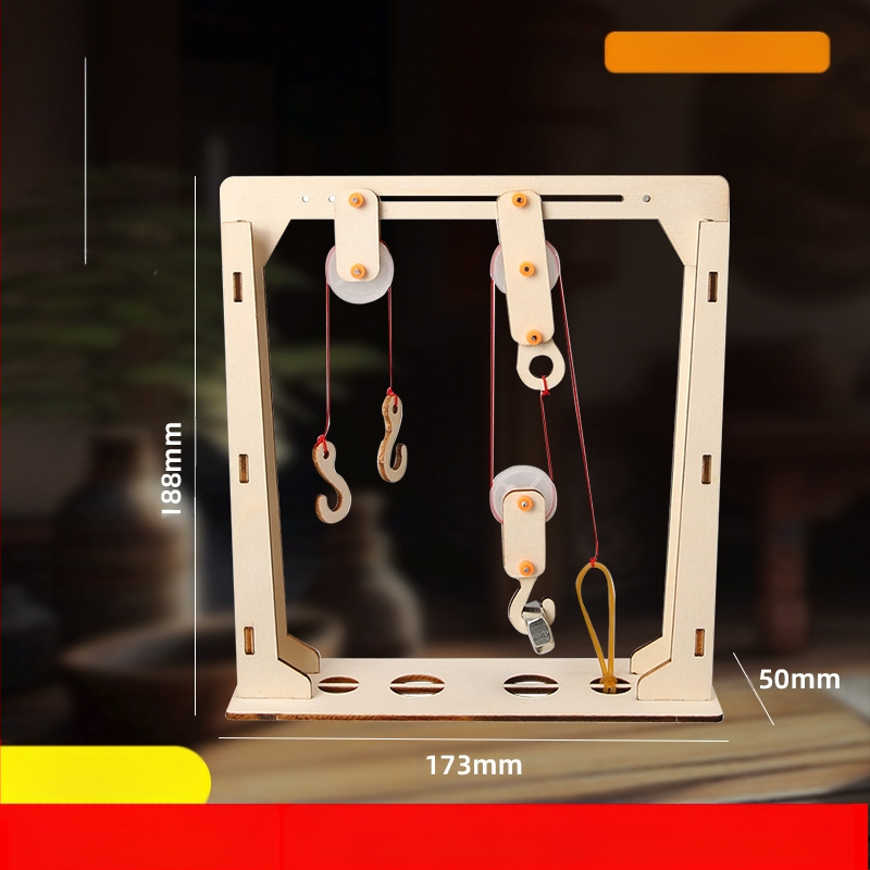 DIY Set cu Roți din Lemn pentru Fizică – Jucărie educațională STEM pentru 7–14 ani, Manual, Fără electricitate