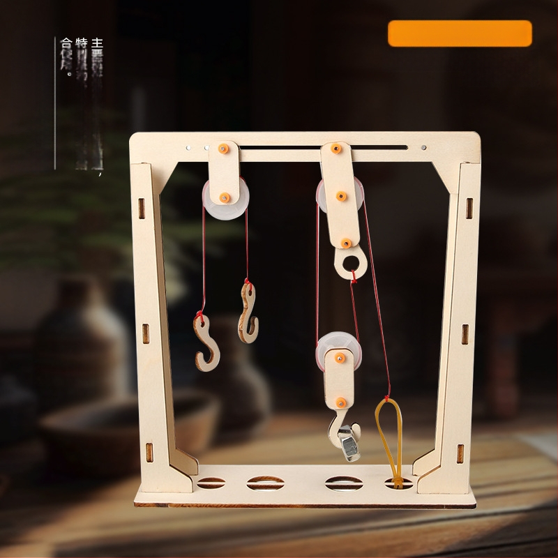 DIY Set cu Roți din Lemn pentru Fizică – Jucărie educațională STEM pentru 7–14 ani, Manual, Fără electricitate