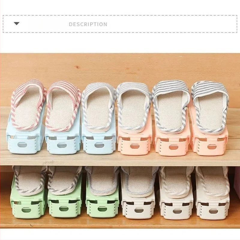 Οργανωτής παπουτσιών εξοικονόμησης χώρου με πολυεπίπεδες διαχωριστικές θήκες και διπλό αναδιπλούμενο ράφι (Υλικό: Πλαστικό; Στυλ: Μοντέρνο και μινιμαλιστικό; Λειτουργία: Αποθήκευση)