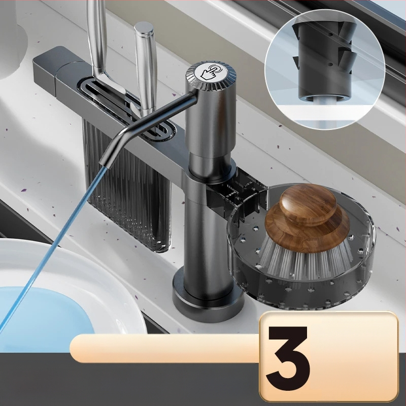 Smart organizator za kuhinjski sudoper sa dozatorom sapuna i držačem noževa — ABS, model DJZYEQ, 530 g