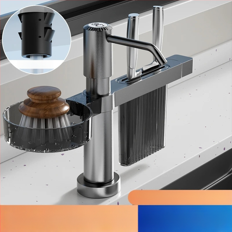 Smart organizator za kuhinjski sudoper sa dozatorom sapuna i držačem noževa — ABS, model DJZYEQ, 530 g