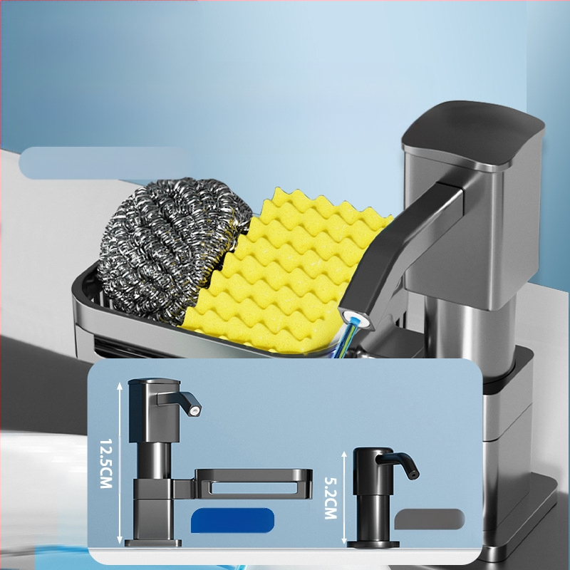 Kriauklės ploviklio dozatorius — rankinis spaudimas, aliuminio lydinys, anoduotas, šiuolaikiškas minimalistinis dizainas