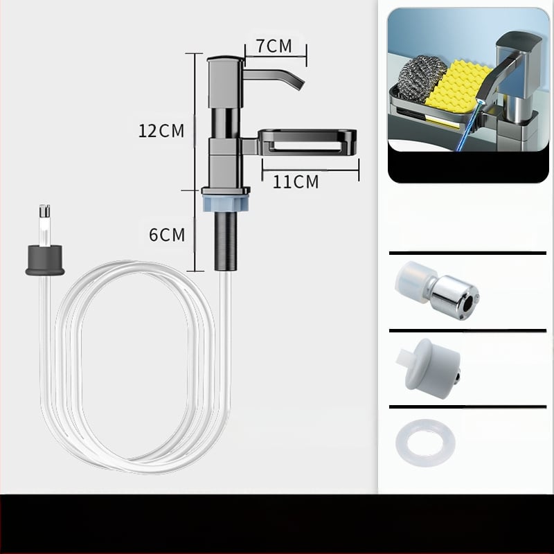 Kriauklės ploviklio dozatorius — rankinis spaudimas, aliuminio lydinys, anoduotas, šiuolaikiškas minimalistinis dizainas