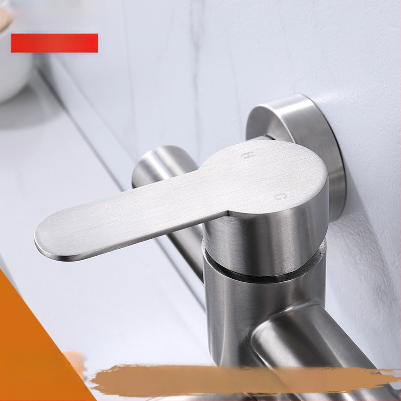 Sienos montuojamas virtuvės maišytuvas iš 304 nerūdijančio plieno su šlifavimo paviršiumi, ištemptas antgalis, modelis YQ1010F-W, keraminis vožtuvas, įvadas/išvadas G1/2, 1.0 MPa, 100°C