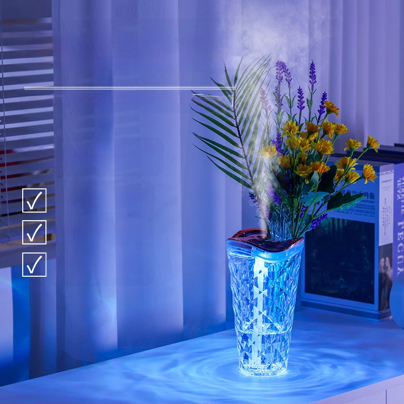 Stalo drėkintuvas vazos formos su USB maitinimu, 0,5–1 L talpa, 1 rūko išėjimas, 5 W galia