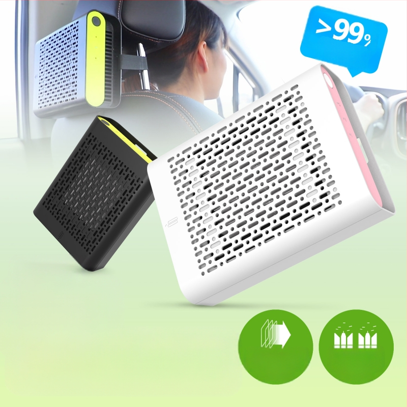 JO-6601 automobilių oro valytuvas su dvigubu neigiamų jonų HEPA filtru, PM2.5 ir dūmų šalinimas, CADR 22 m3/h, 12–24 V, 2,8 W, 8 000 000 jonų/cm3