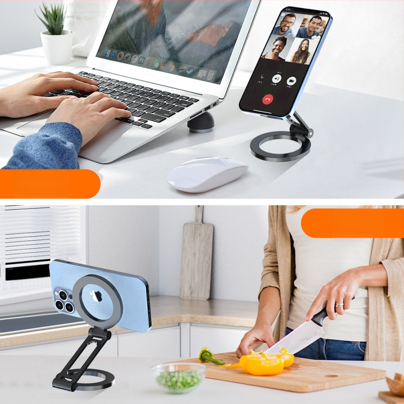 Darba galda tālruņa turētājs no cinka sakausējuma, spēcīgs magnēts, salokāms, universāls, N52 magnēts