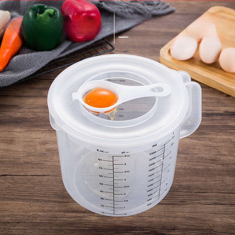 Hengjia PP plastikinis matavimo puodelis kepimui su dangteliu, anti-splash, graduotas, namų naudojimui, modernus minimalistinis dizainas