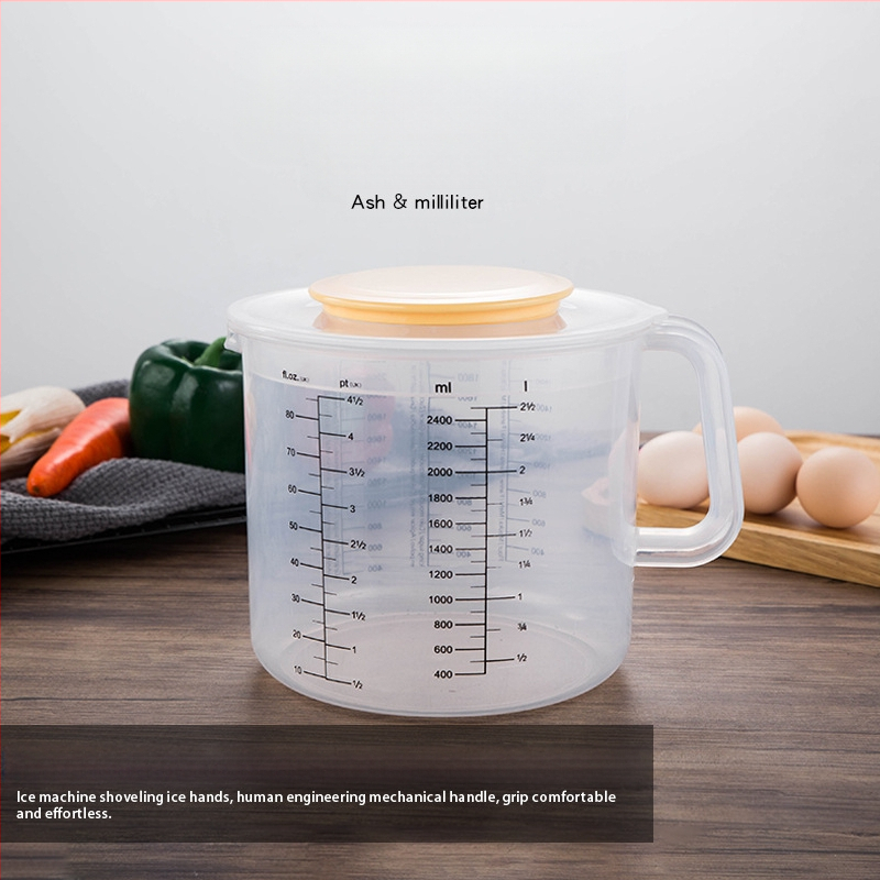 Hengjia PP plastikinis matavimo puodelis kepimui su dangteliu, anti-splash, graduotas, namų naudojimui, modernus minimalistinis dizainas