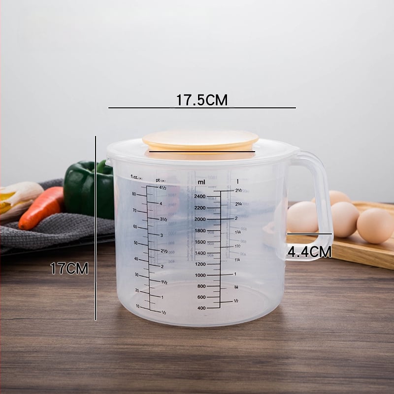 Hengjia PP plastikinis matavimo puodelis kepimui su dangteliu, anti-splash, graduotas, namų naudojimui, modernus minimalistinis dizainas