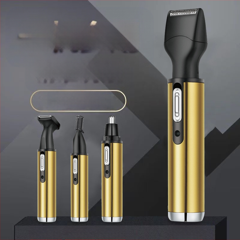 4-в-1 многофункционален тримър за носни косми и бръснач, неръждаема стомана, презареждаем модел, миеща се глава