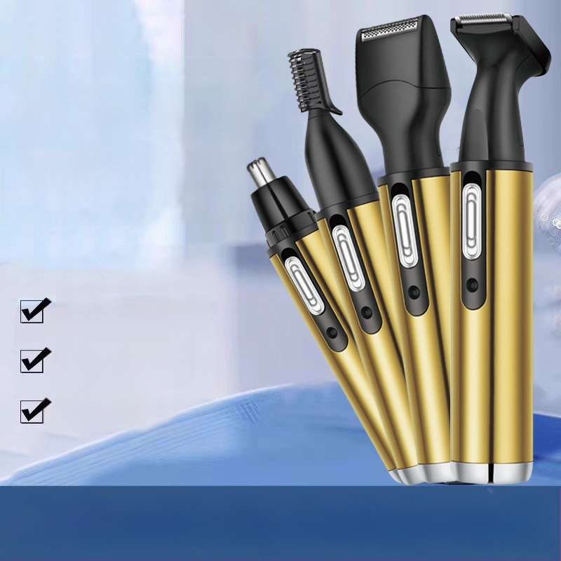 4-в-1 многофункционален тримър за носни косми и бръснач, неръждаема стомана, презареждаем модел, миеща се глава