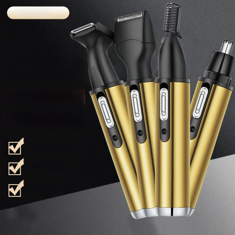 4-в-1 многофункционален тримър за носни косми и бръснач, неръждаема стомана, презареждаем модел, миеща се глава