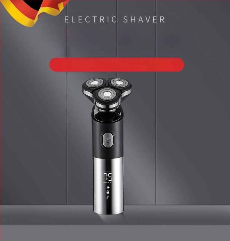 Aparat de ras electric portabil cu 1 cap rotativ, motor fără perii, corp complet lavabil, alimentare la priză, zgomot redus