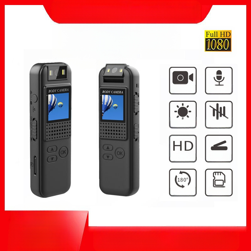 CS08 HD videorekorders ar magnētisko stiprinājumu un 0.85 collu LCD, 1080P, TF karte, 2MP sensors, 4–5 stundu darbības laiks