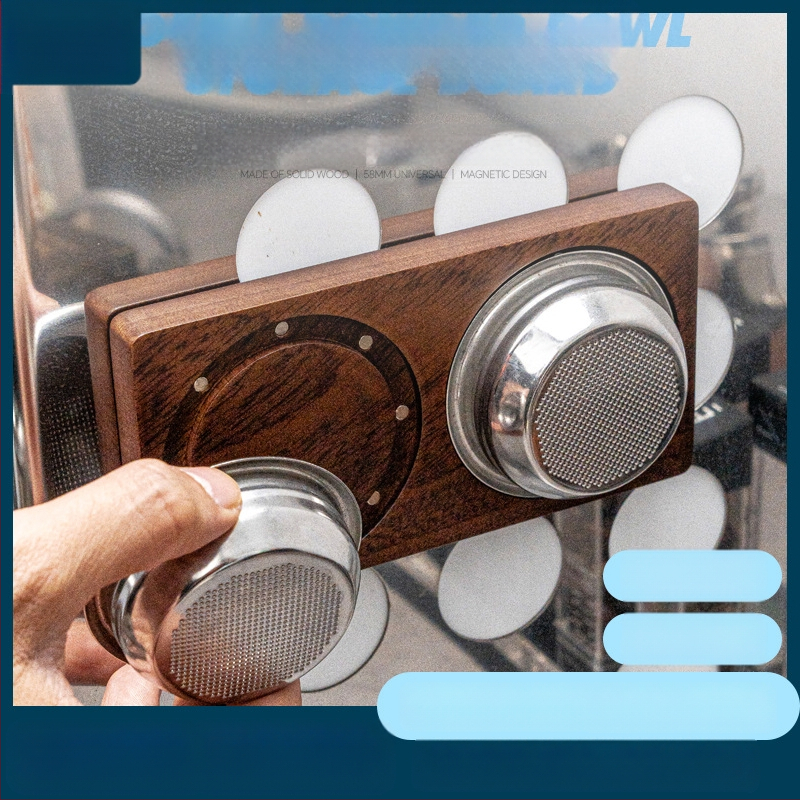 Medinis retro stiliaus magnetinis sieninis laikiklis kavos miltelių dubenėliams saugoti