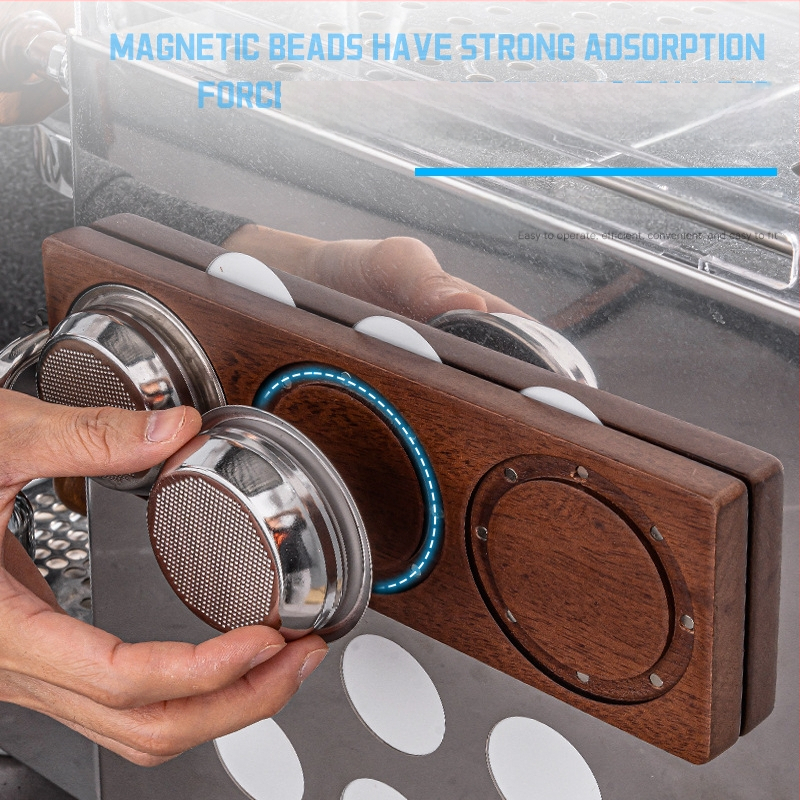 Medinis retro stiliaus magnetinis sieninis laikiklis kavos miltelių dubenėliams saugoti