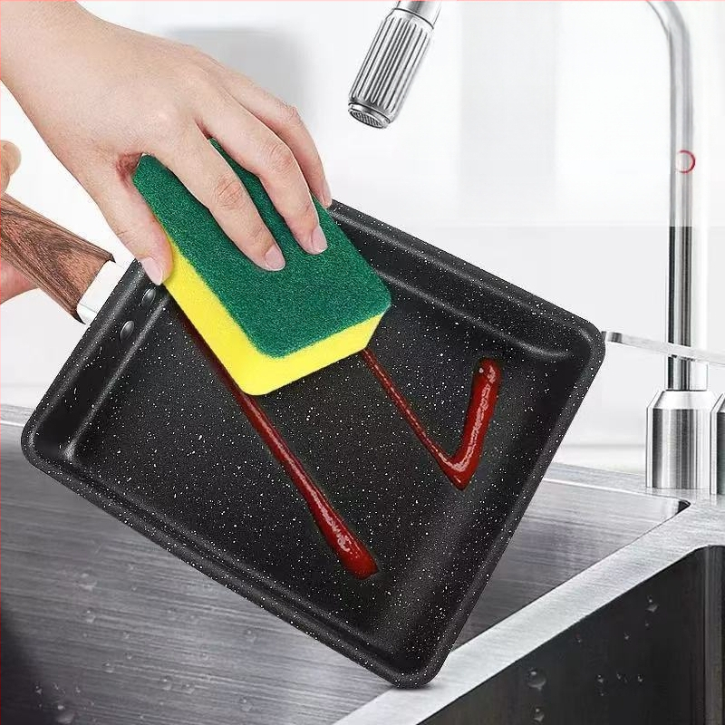 Kvadratinė nelipni aliumininė keptuvė Tamagoyaki, 3,5 cm gilumo, vieno dugno, skirta omletėms ir keptoms koldūnams