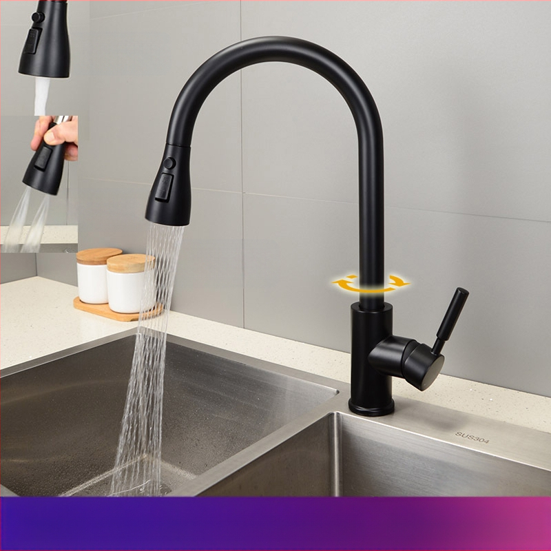 Drezová batéria s ťahacím a otáčavým výtokom, meďová zliatina, keramický jadrový ventil, 0–90°C, tlak 0,1–1,5 MPa, vstup Ø11 mm