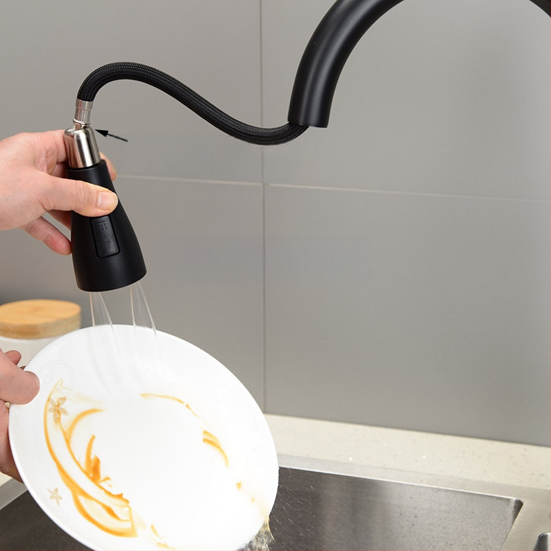 Drezová batéria s ťahacím a otáčavým výtokom, meďová zliatina, keramický jadrový ventil, 0–90°C, tlak 0,1–1,5 MPa, vstup Ø11 mm