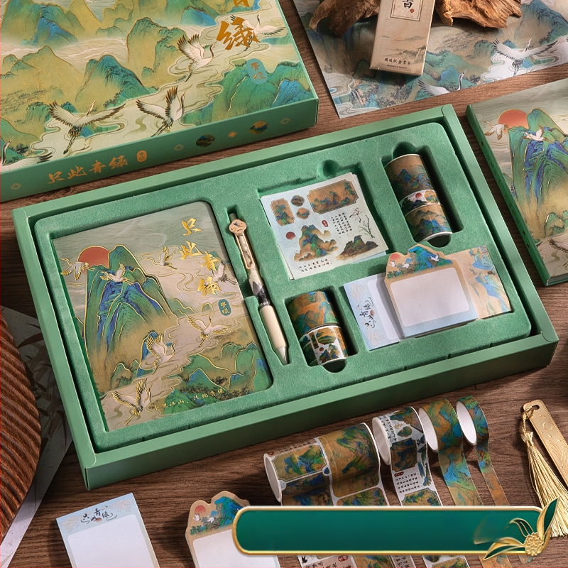 Dāvanu komplekts piezīmju grāmatiņai — piezīmju grāmatiņa senā stilā, zīmols Kaba Bear, skolas piederumi