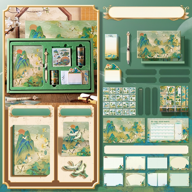 Dāvanu komplekts piezīmju grāmatiņai — piezīmju grāmatiņa senā stilā, zīmols Kaba Bear, skolas piederumi