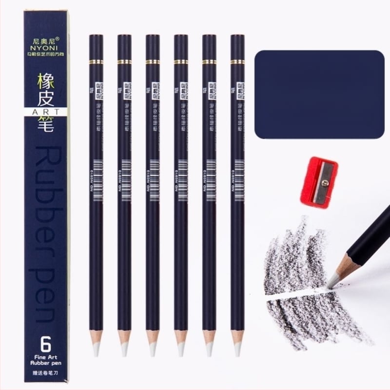 Nioni guminis plunksnos eskizams – medžiaga: guma; stilius: plunksnos tipo; naudojimas: eskizai, rašymas, tapyba; svoris: 50 g