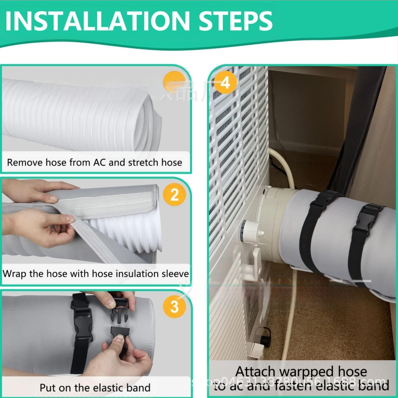 Κάλυμμα σωλήνα κλιματισμού με Velcro, μονωμένο, ανθεκτικό στη σκόνη και στη θερμότητα, προστατευτικό κάλυμμα εξαγωγής