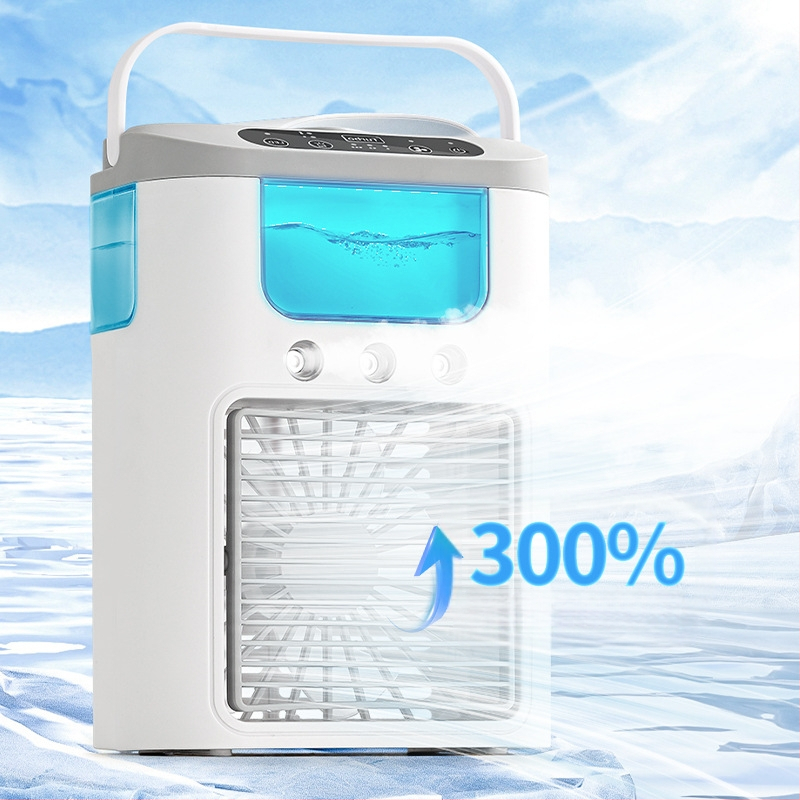 Stolni ventilator s ugrađenim ovlaživačem i maglom, USB napajanje, 3 brzine, baterija 500–800 mAh, buka 36–45 dB