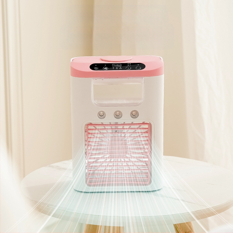 Stolni ventilator s ugrađenim ovlaživačem i maglom, USB napajanje, 3 brzine, baterija 500–800 mAh, buka 36–45 dB