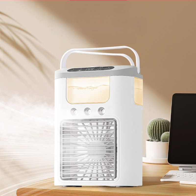 Stolni ventilator s ugrađenim ovlaživačem i maglom, USB napajanje, 3 brzine, baterija 500–800 mAh, buka 36–45 dB