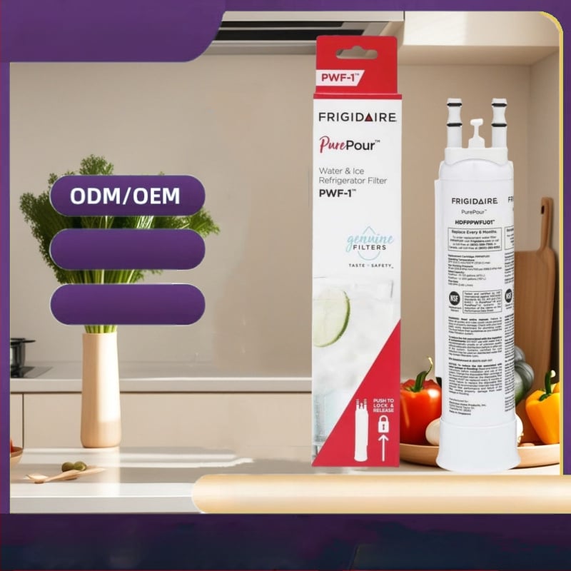 PWFU01 Šaldytuvo vandens filtro elemento – kokosų lukšto aktyvuota anglis, talpa 300 galonų, geriamam vandeniui filtravimas