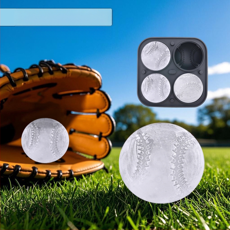 Silikona ledus kubiņu forma viskijam, beisbola forma, viegli atdalāma, pielāgota privātā zīmola etiketēm