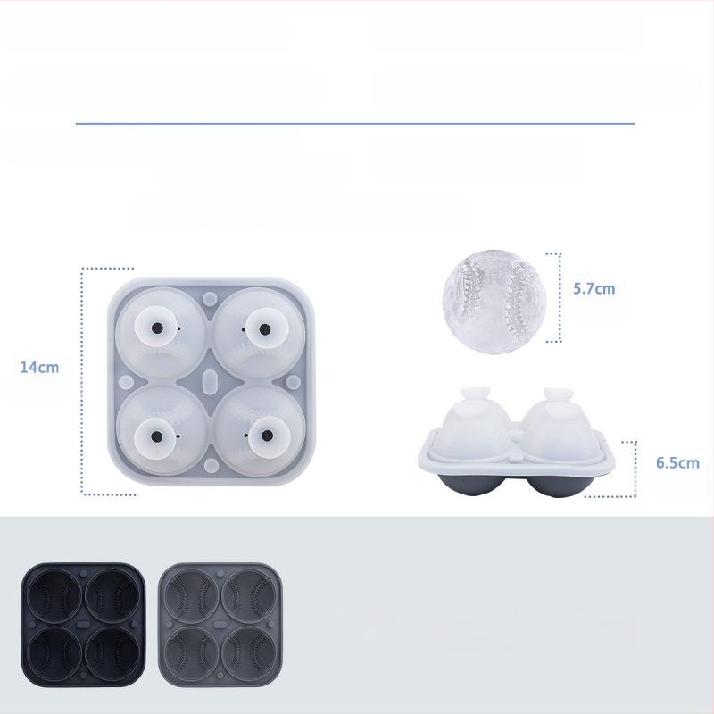 Silikona ledus kubiņu forma viskijam, beisbola forma, viegli atdalāma, pielāgota privātā zīmola etiketēm